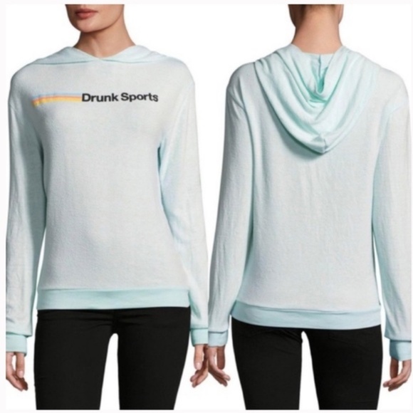 NWOT WILDFOX Drunk Sports Aqua Gypsy Pullover Hoodie Sz. S - Picture 1 of 1